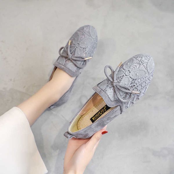 

dress shoes 2022 summer breathable lace flats shoes woman round toe bowtie airmesh moccasins big size 43 soft bottom slip on loafers women, Black