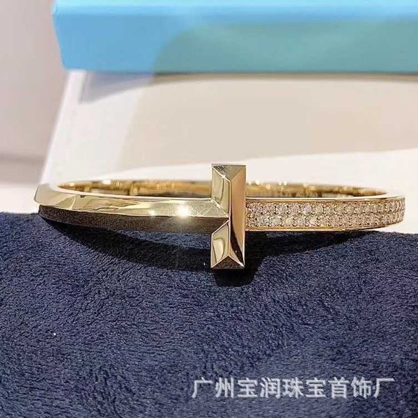 

factory designer bangle f53w t family t1 bracelet s925 sterling silver luxury fashion personalized versatile diamond half wide and narrow ba, Black