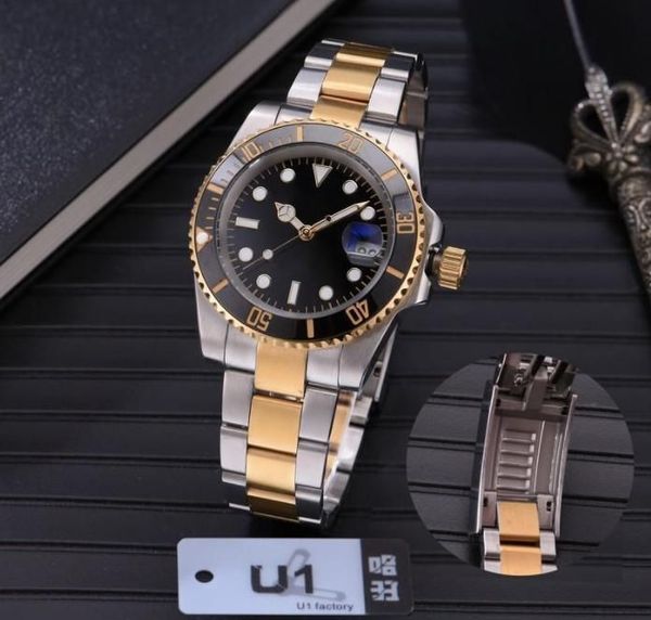 

u1 aaa watch starbucks ceramic bezel kermit dial sapphire date 41mm 116610 automatic mechanical stainless steel mens men black dial luminous, Slivery;brown