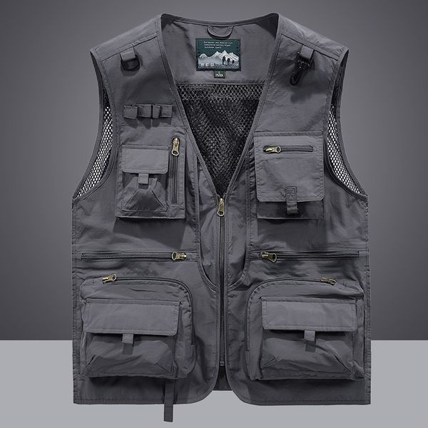 

men's vests summer men unloading tactical coat casual pographer waistcoat mesh work sleeveless jacket tools pocket 5xl 230309, Black;white