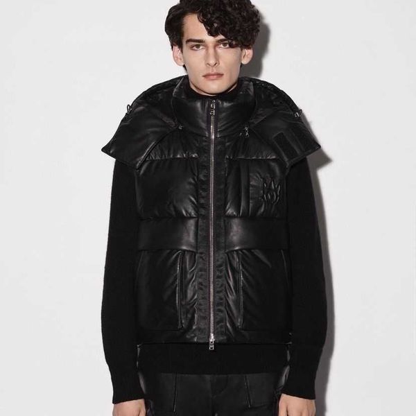

down vest am1r1 letter-printed detachable multi-pocket zipper jacket pressed rubber fashion designer brand niche ins celebrity casual leisur, Black;white