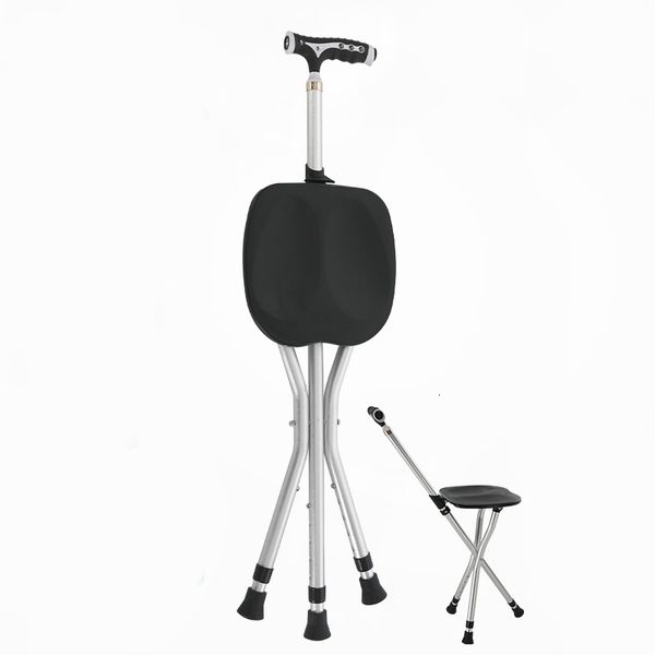 

other health beauty items 2in1 folding walking stick tripod stool adjustable height antislip elderly walking cane crutch chair rest stool wi