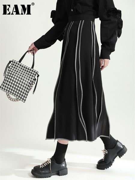 

skirts eam high waist black irregular color block midi casual half body skirt women fashion spring autumn 2023 1de6163 230309