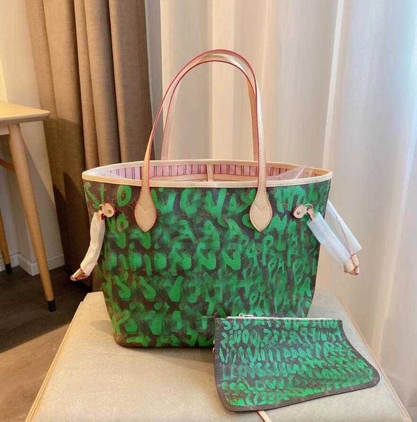 

designer tote bag women iv accessories graffiti luxury shoulder bags 2pcs set paris brand l letters printed handbag genuine leather totes co