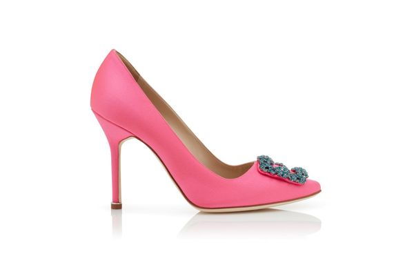 

bright pink satin jewel buckle shallow shoes fashion women's sandals 36-43, Black