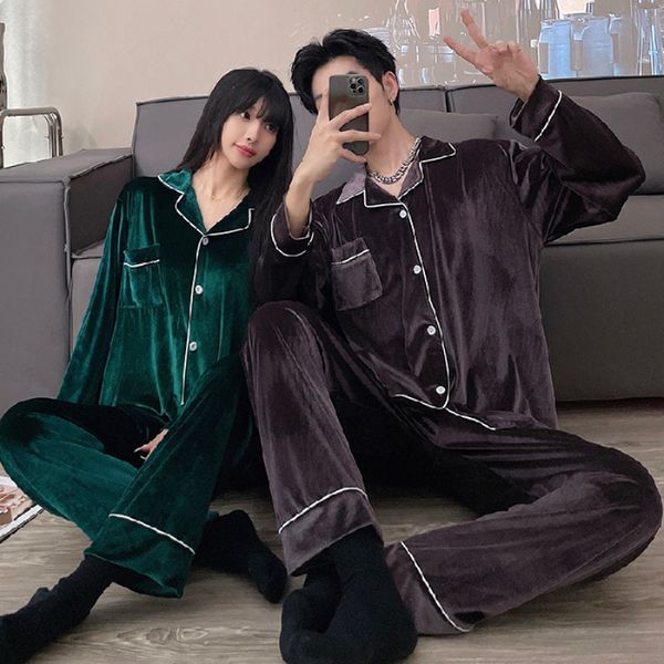 

women's sleepwear winter flannel men's pajamas set solid warm golden velvet women sleepwear couple pajama sets women's sleep, Black;red