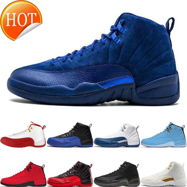 

11 12 12s man basketball shoes deep royal blue fiba game roya bullsl flu game french blue o-black mens sport sneakers