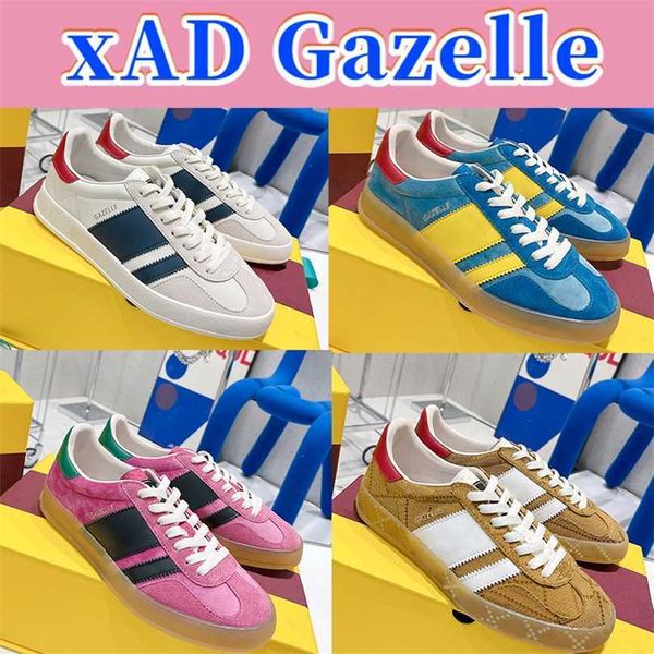 

men casual shoes xad gazelle sneaker white suede blue silk beige ebony canvas designer mens women sneakers pink green red velvet fashion wom, Black