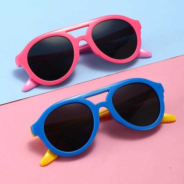 

childrens polarized sunglasses round silicone sunshade kids street sbeach, Blue
