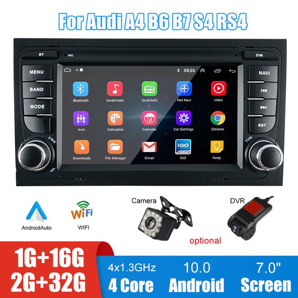 

car dvd mp5 player android audio 7inch screen fm receiver gps bluetooth wifi radio video display dvr camera for audi a4 b6 b7 s4 rs4