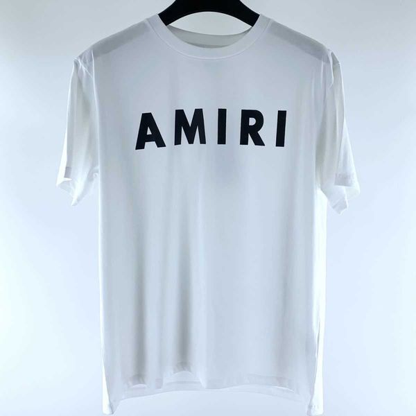 

t-shirts ammri tee shirts round neck letter print white short sleeve fashion versatile high street men's women's designer brand ni, White;black