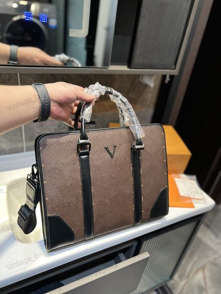 

men briefcase lapbag leather handbag monograms embossed shoulder messenger bag luxurys corners reinforce crossbody bags adjustable strap zip