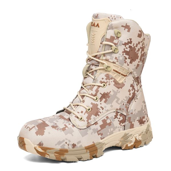 

boots camouflage men work safty shoes desert tactical military autumn winter special force army ankle male 230309, Black