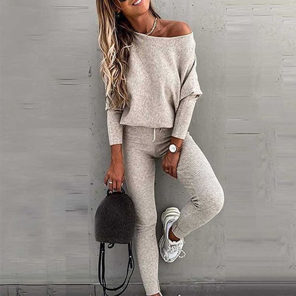 

women's tracksuits spring two piece set tracksuit women fall pants sets female gym joggers suit sports wear francais streetwear tracksu, Gray