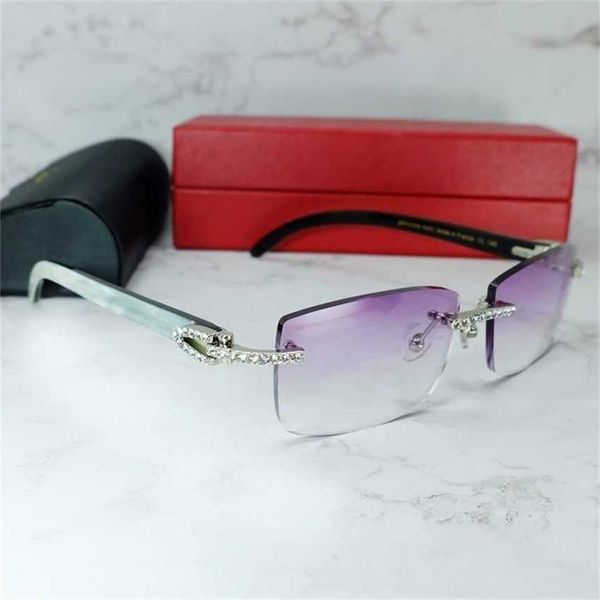 

sunglasses sunglasses men luxury carter cubic zircon buffalo horn glasses rimless rhinestone iced out buffs women shades eyewearkajia 2023, White;black