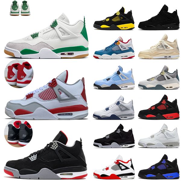 

high 4s 4 basketball shoes university blue white oero pine green shimmer black cat lightning fire red bred pure money metallic purple green