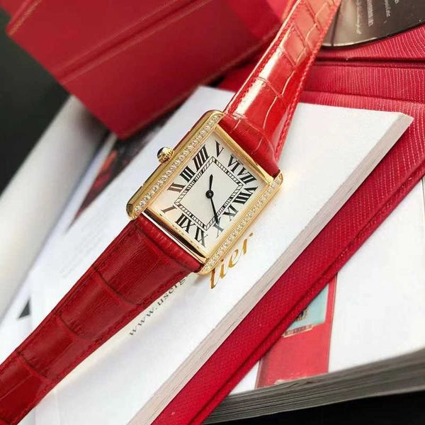 

luxury ladies tank watch prx uhr qx9p santos wristwatch montre femme quartz series ladies square of accessory small waterproof, Slivery;golden