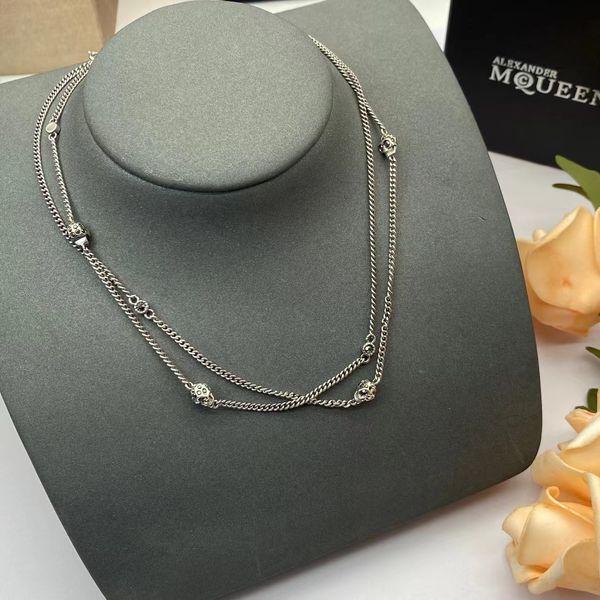 

necklace fashion backdrop designer mens womens double chain skeletion gold plated sweater chains jewelry gift accessories hiphop, Black