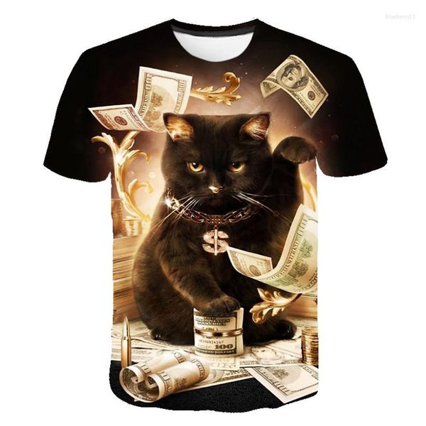 

t men's shirts 2023 fashion funny animal cat design colorful tee men clothing 3d women tees cartoon loveliness cats t-shirt, White;black