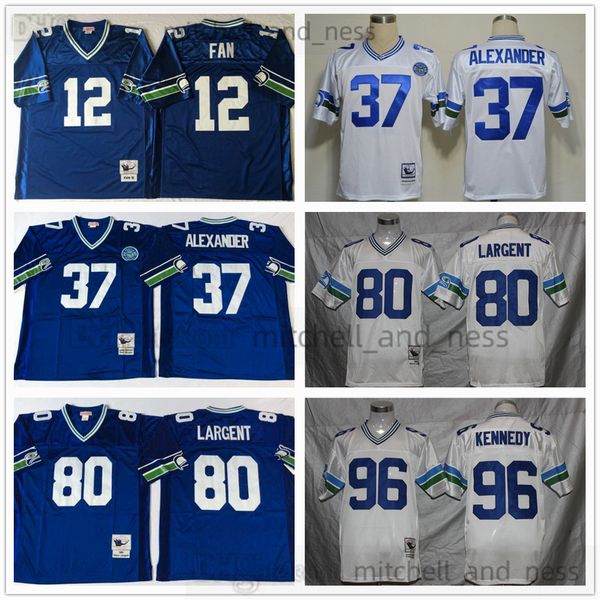 

mitchell and ness college football 37 shaun alexander jersey vintage 80 steve largent 96 cortez kennedy 12 fan blue stitched jerseys, Black