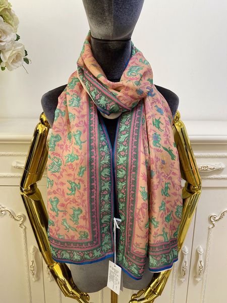 

women's long scarf shawl scarves double layer design print flowers 100% silk material size 180cm - 65cm, Blue;gray