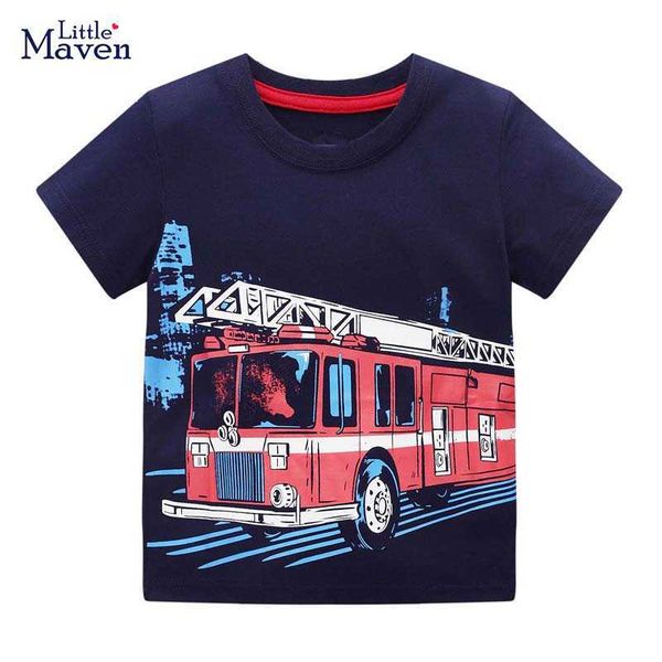 

t-shirts little maven 2022 baby boys summer clothes new fashion lovely cartoon t-shirt cotton comfort and cool for kids 2-7 year l230309, Blue