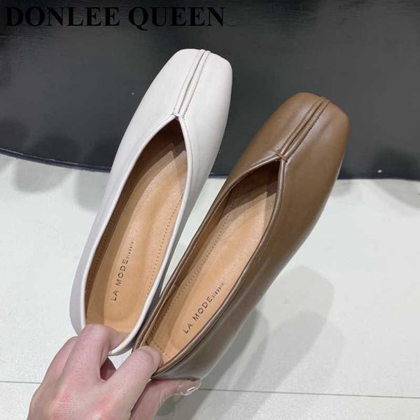 

dress shoes new flats shoes women female ballet square toe flat ballerina shallow brand shoes slip on casual loafer soft moccasin zapatillas, Black