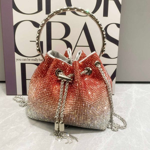 

bags for women luxury designer bucket clutch purse evening banquet bag crystal rhinestone shoulder bag gradient handbag 230308