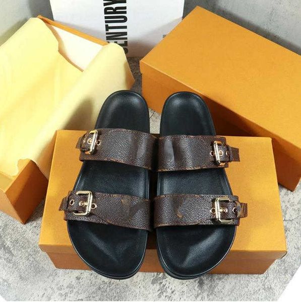 

2023 fashion designer slippers luxury slides men summer rubber sandals beach slide fashion scuffs slippers indoor shoes buckle shoes, Black