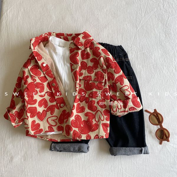 

jackets autumn girls boys fashion print heart jacket baby kids children coat outerwear casual design 230310, Blue;gray
