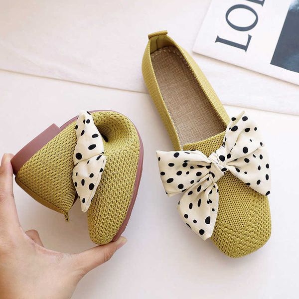 

dress shoes flats shoes for women 2022 bowknot ballet footwear female shallow ladies soft shoe butterflyknot polka dots women's loafers, Black