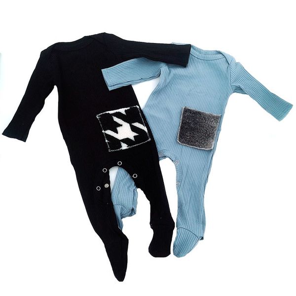 

family matching outfits baby romper kids clothes long sleeves ribbed cotton pajamas outfits overalls boy girls clothing footies drop 230310, Blue