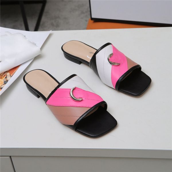 

fashion slippers 2023 luxury design summer ggity men and women flat shoes thick sole leather rubber letter logo casual cartoon slippers 04-0, Black
