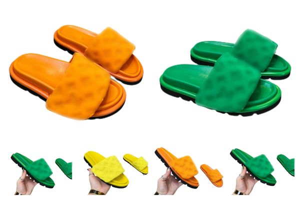 

designer embossed women slippers summer man pillow slider flat foam sandals comfort beach pool sliders skin leather ladies scuffs shoes with, Black