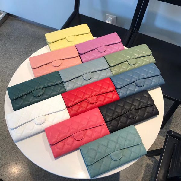 

high-end fashion bag women designers leather wallet lady caviar luxury ling two folding high-capacity handbags walle272k, Red;black