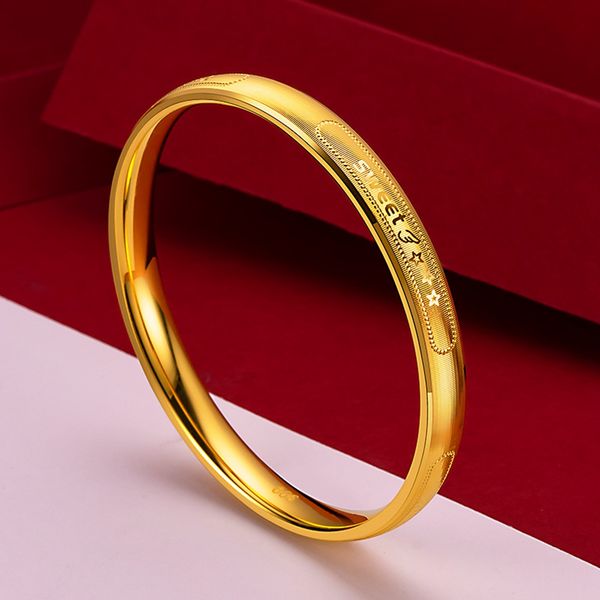 

women bangle bracelet sweet carved girl friend birthday gift solid 18k yellow gold filled exquistive jewelry present, Black