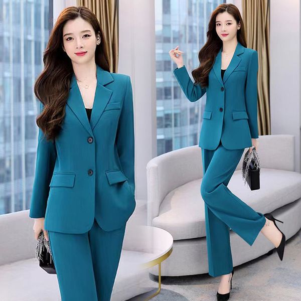 

women's suits blazers women's fashion suit trousers set autumn casual blazers jacket wide-leg pants 2 piece french temperament pro, White;black