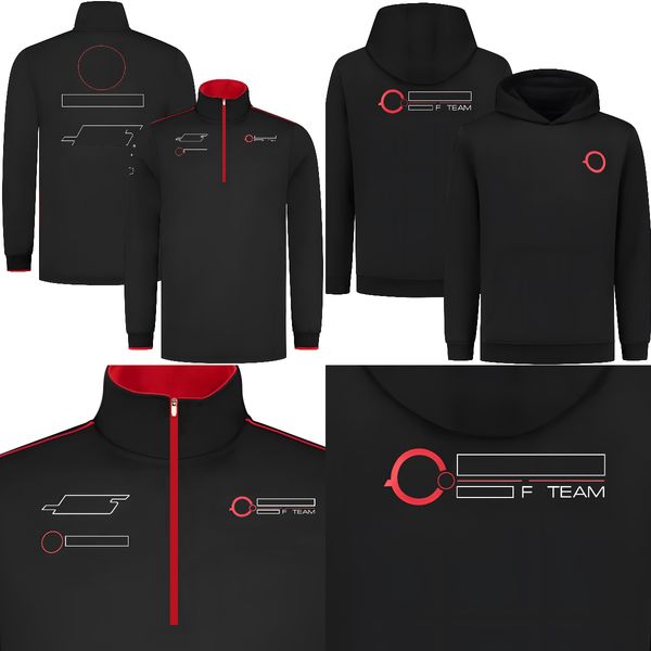 

f1 black hoodie racing teamwear 2023 formula 1 drivers casual oversized hoodie half zipper stand-up collar pullover sweatshirt