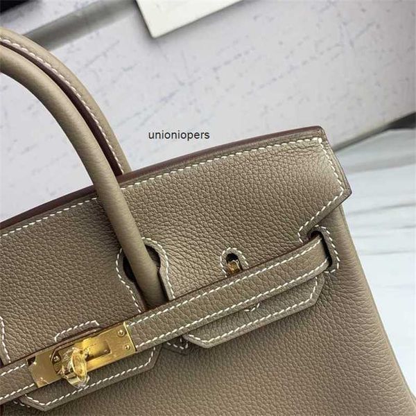 

designers handbags birkin designer cowhide togo bag german calf 25 elephant grey gold button handmade women's large capacity ayw