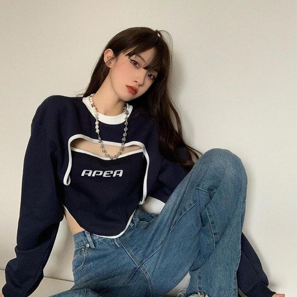 

womens hoodies sweatshirts houzhou vintage kpop women y2k streetwear pullover aesthetic korean fashion cropped sweatshirt female harajuku hi, Black
