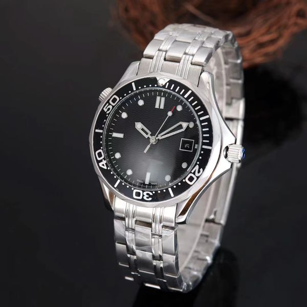 

men's watch 3-pin seahorse automatic mechanical watch high-quality watch with stainless steel case strap, Slivery;brown
