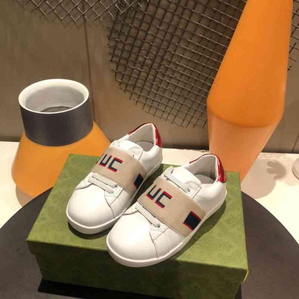 

designer kids sneakers shoes g..ci brand logo girls casual shoes boys running shoes luxury cowhide hook &loop sneaker size 26-35 hole design, Black