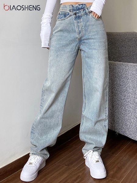 

women's jeans mom jeans women's jeans baggy high waist straight pants women white black fashion casual loose undefined trousers 23, Blue