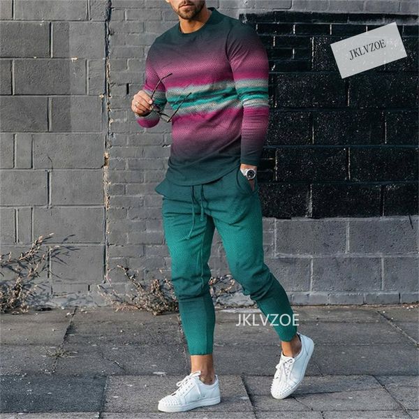 

mens tracksuits long sleeve tracksuit 3d printed sweatpants male set 2 piece tshirt trousers oversized sportswear streetwear suit 230310, Gray