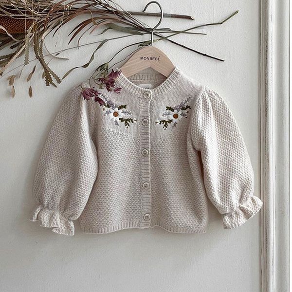 

cardigan autumn winter baby knitting flower sweater kid girl long sleeve cotton child boy casual jacket clothing 230310, Blue