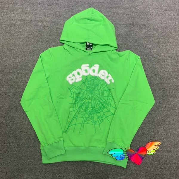 

men's hoodies sweatshirts green sp5der young thug 555555 hoodie men women angel spider web graphic foam print 555555 pullover 230309, Black