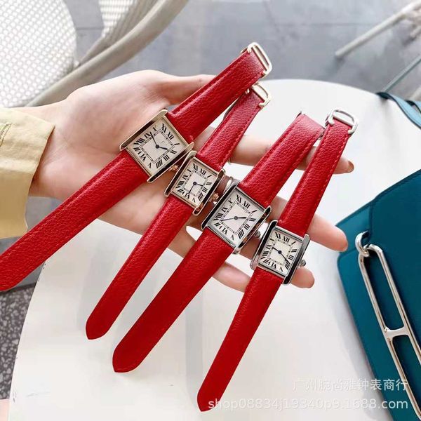 

women watches square mechanical luxury two-needle quartz ladies movement korean litchi fashion accessory sandoz group purchase watch fp0w, Slivery;golden