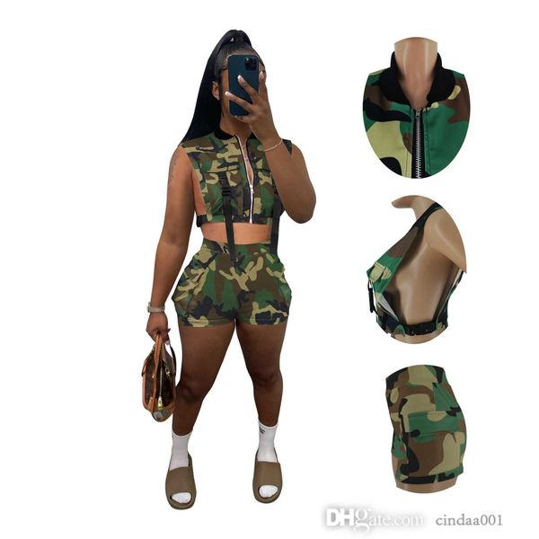 

fashion camouflage tracksuits fashion printed sleeveless vest shorts set for 2023 summer, Gray