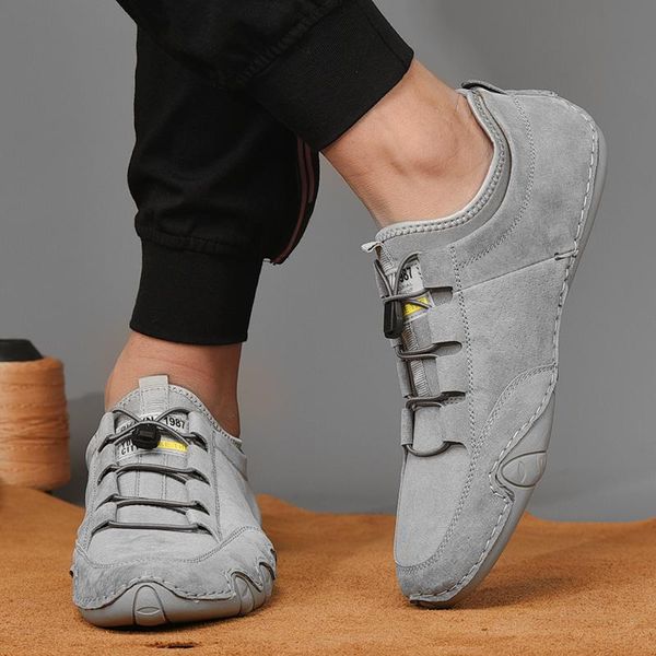 

men's shoes sneakers cow suede leather men loafers fashion slip on soft sapato masculino mocassin quality, Black