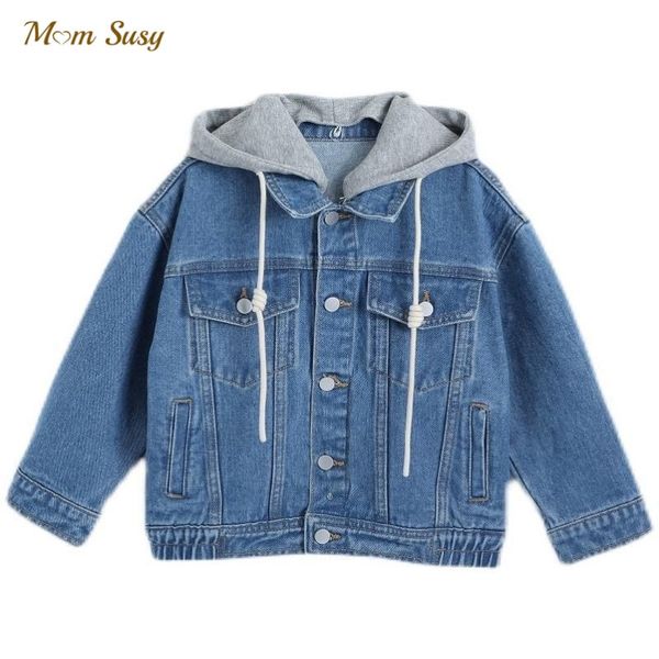

jackets baby boy girl cotton denim hooded jacket infant toddler child jean coat spring autumn outwear clothes 110y 230310, Blue;gray